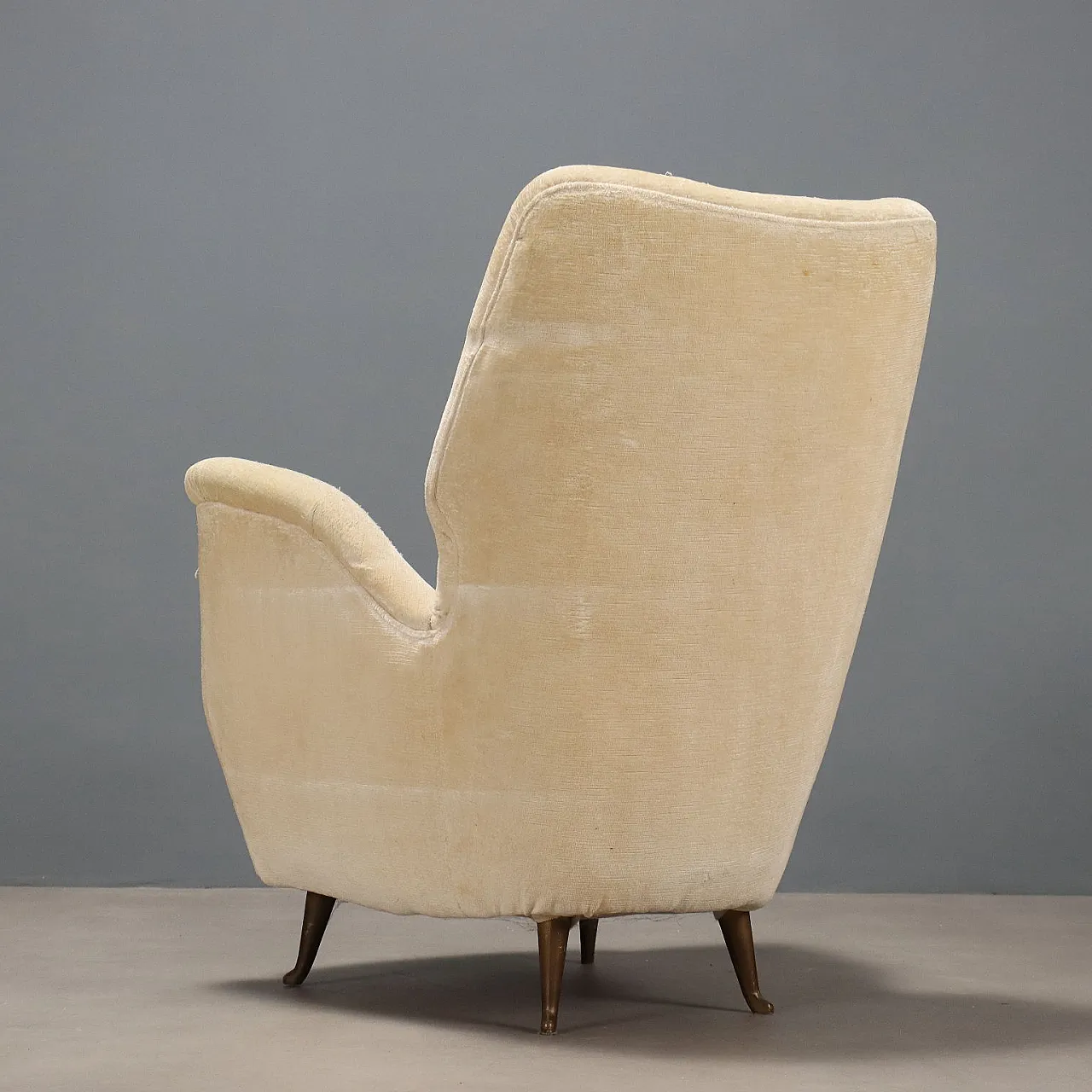 Poltroncina, imbottitura a molle, rivestimento in velluto, '900 8