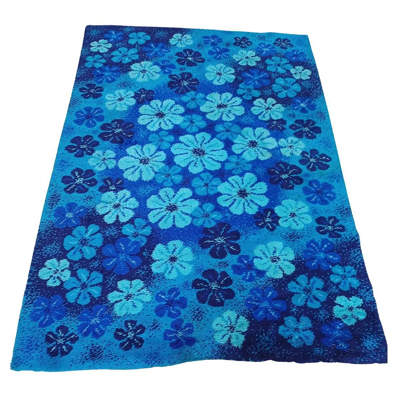 Tappeto in lana con fiori stilizzati, anni ‘70 1