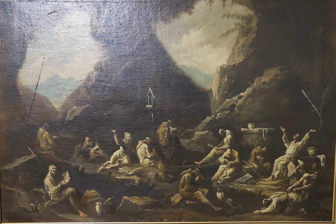 Scenes with monks, pair of oil paintings on canvas, 19th century 6