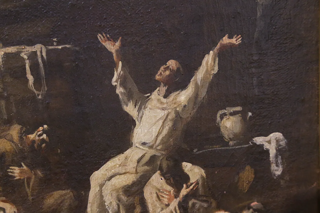 Scenes with monks, pair of oil paintings on canvas, 19th century 8