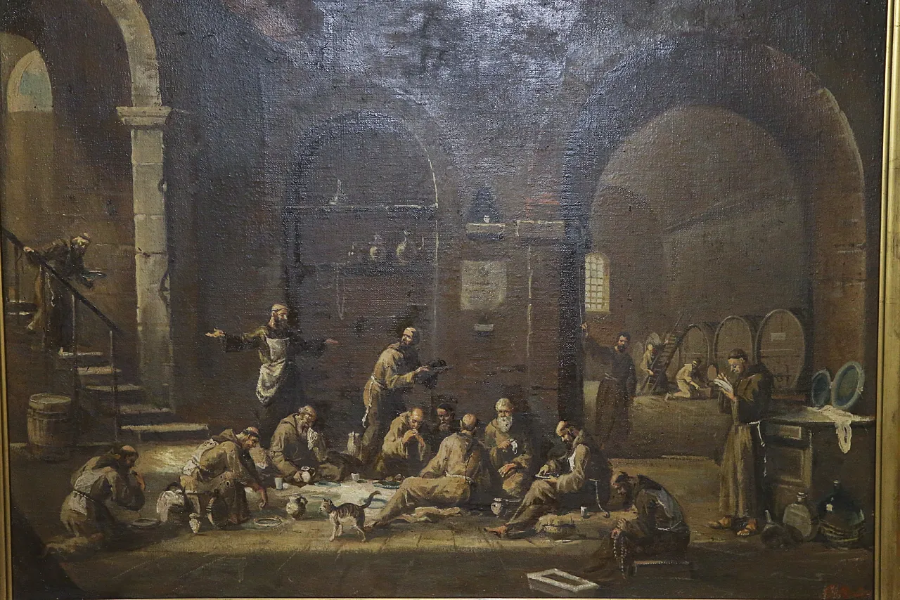 Scenes with monks, pair of oil paintings on canvas, 19th century 13