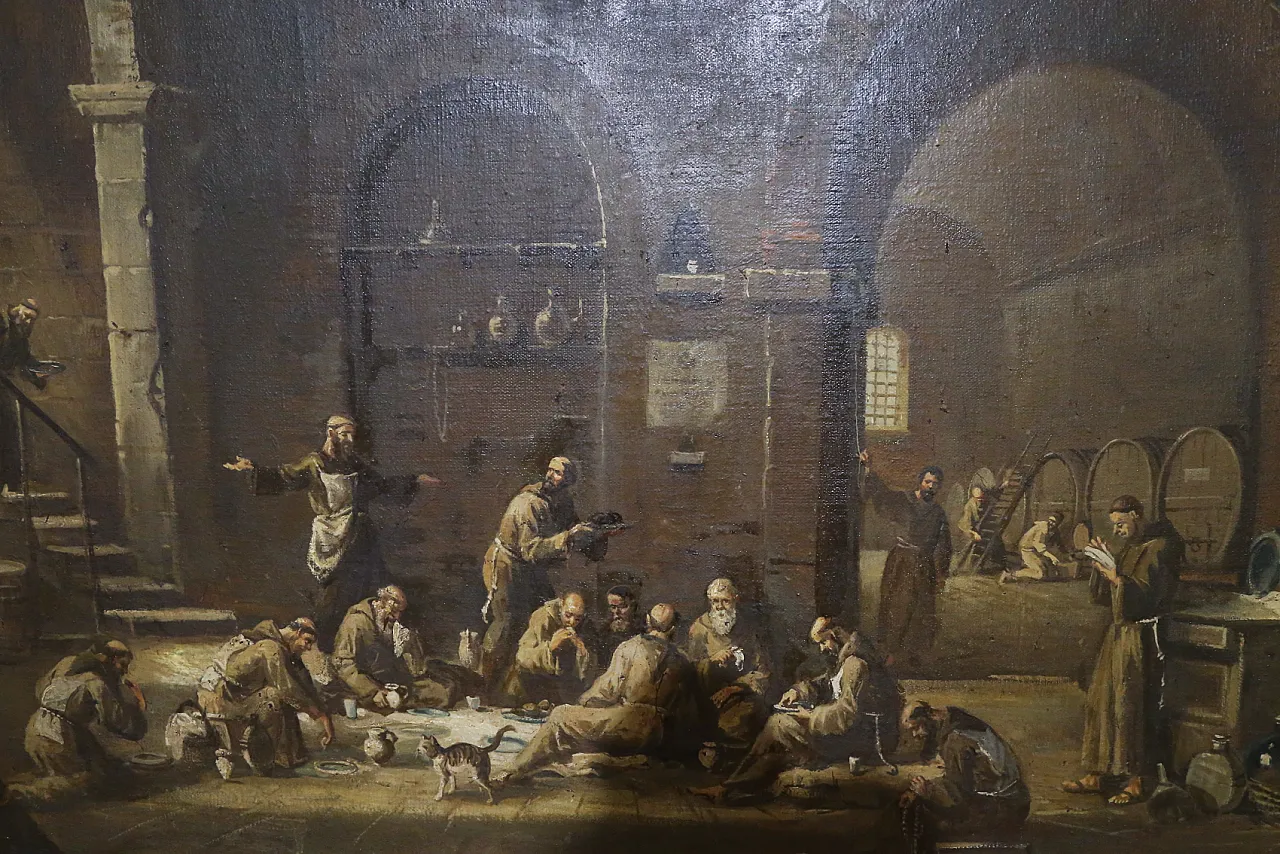 Scenes with monks, pair of oil paintings on canvas, 19th century 18