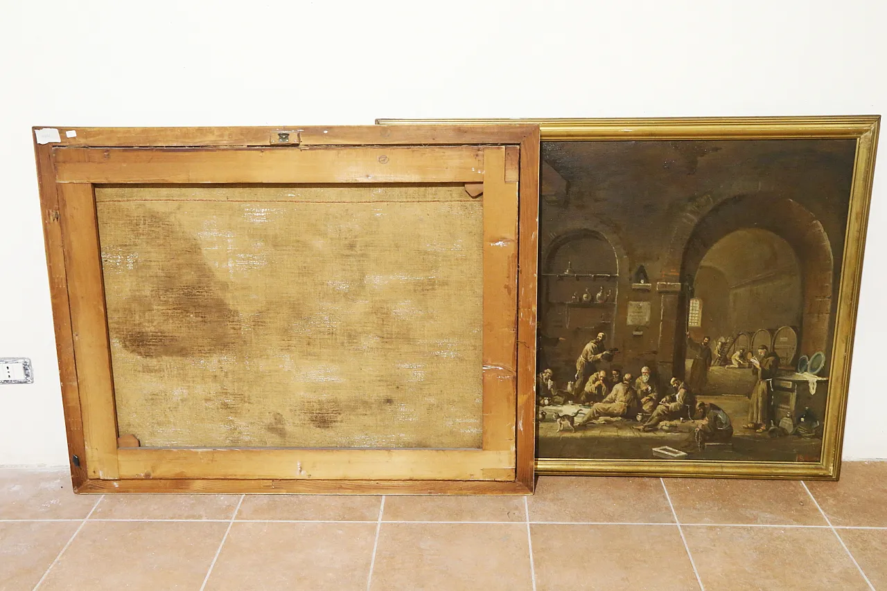 Scenes with monks, pair of oil paintings on canvas, 19th century 19