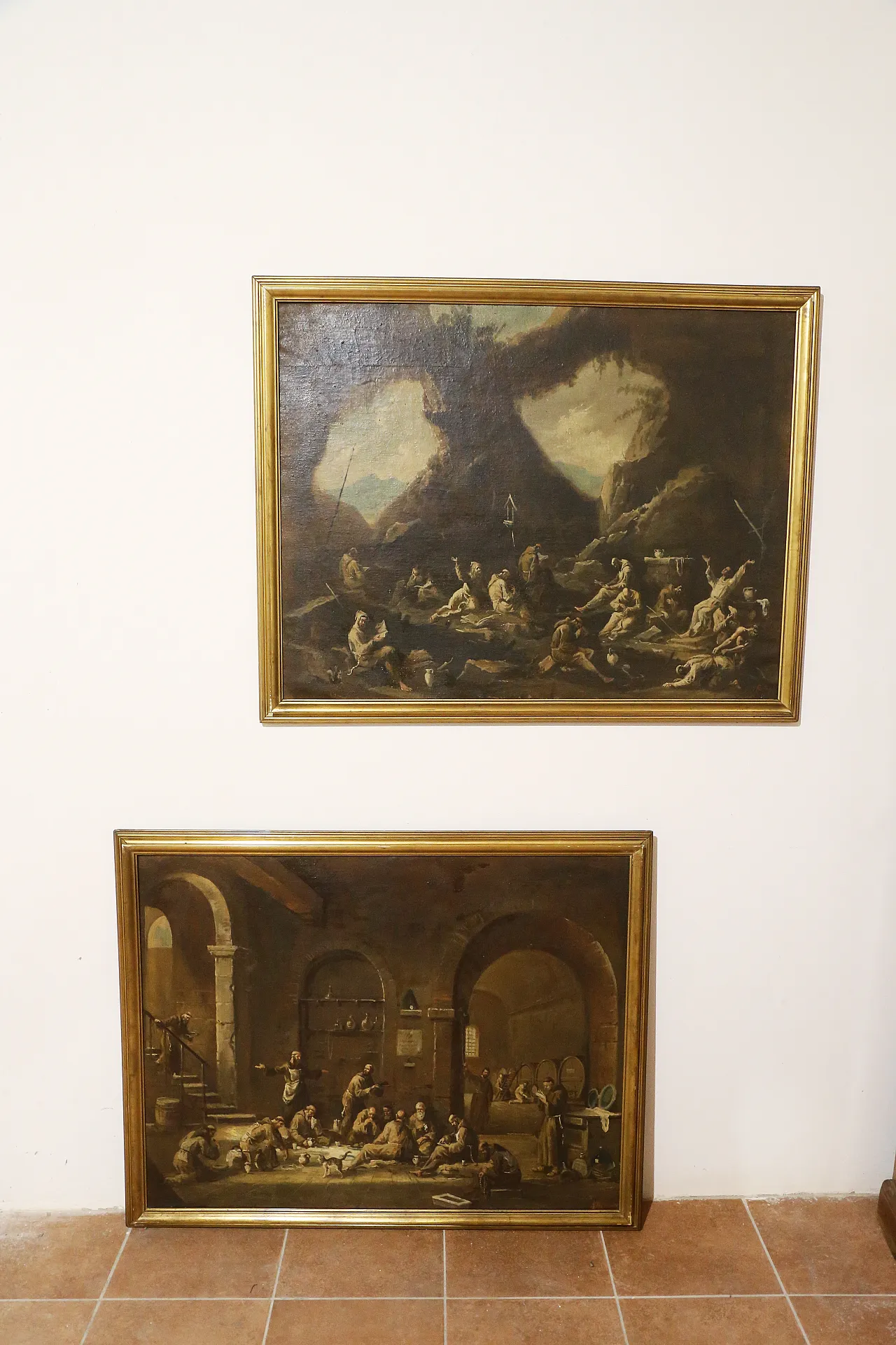 Scenes with monks, pair of oil paintings on canvas, 19th century 24