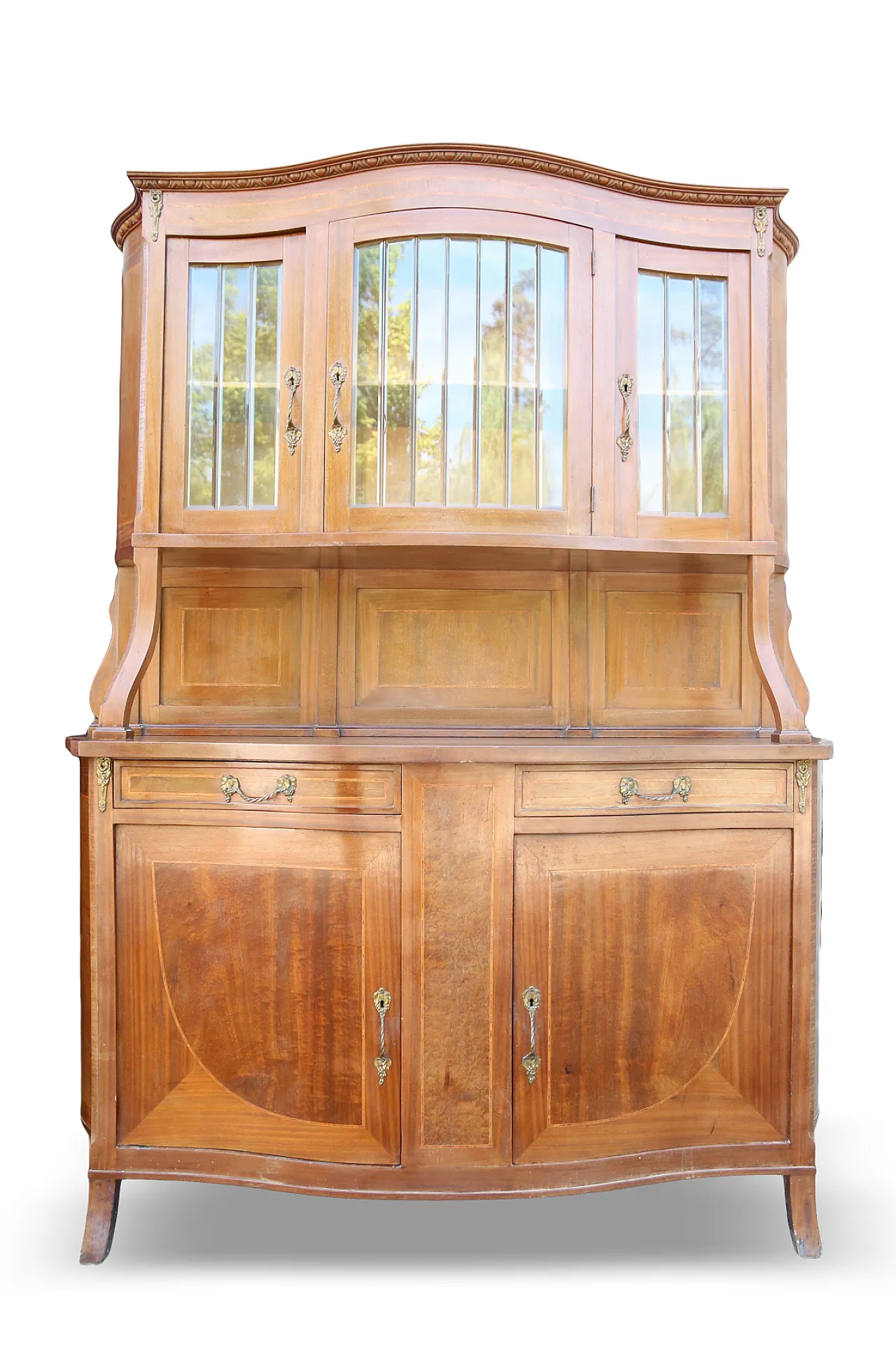Pair of liberty display cabinets feather mahogany, 20th century 17