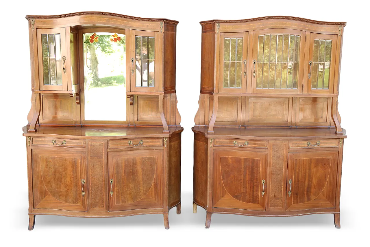 Pair of liberty display cabinets feather mahogany, 20th century 21