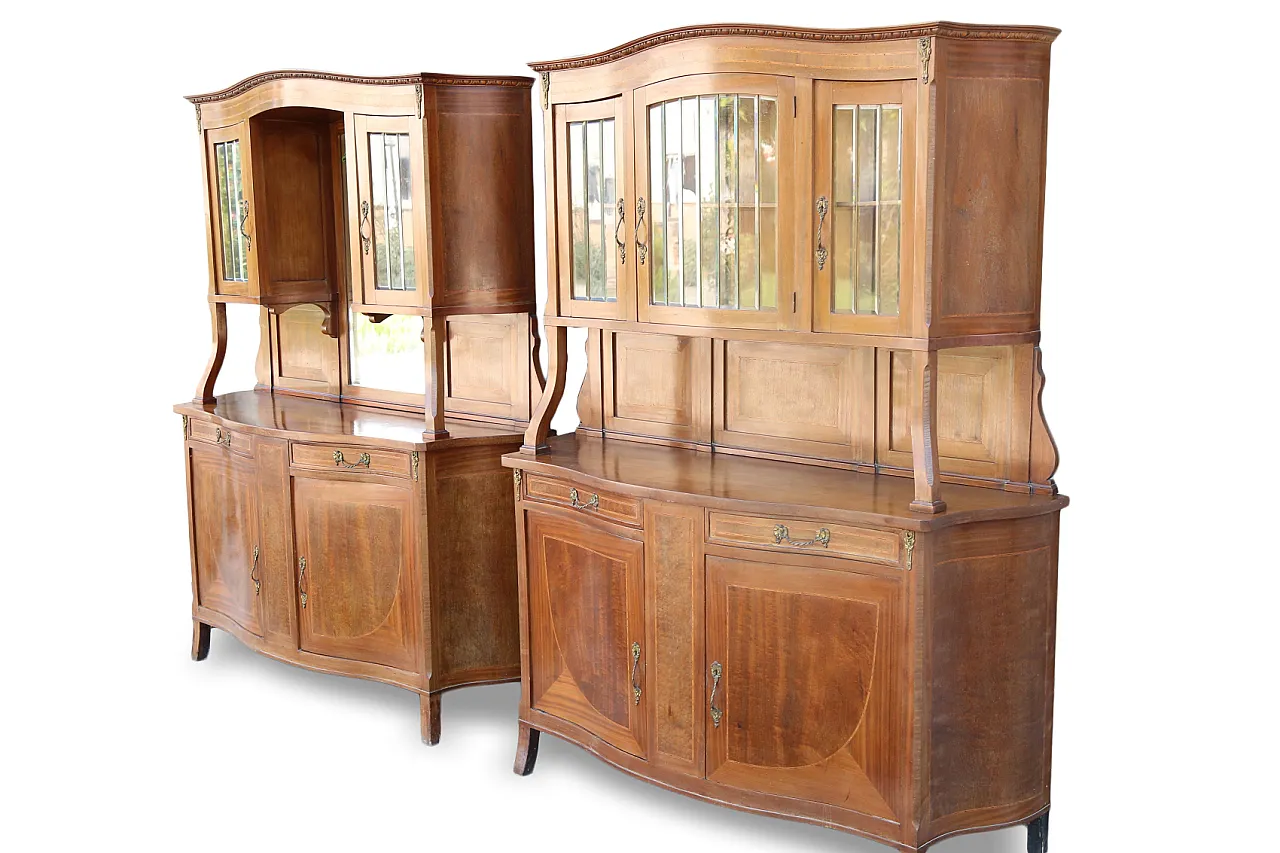 Pair of liberty display cabinets feather mahogany, 20th century 22