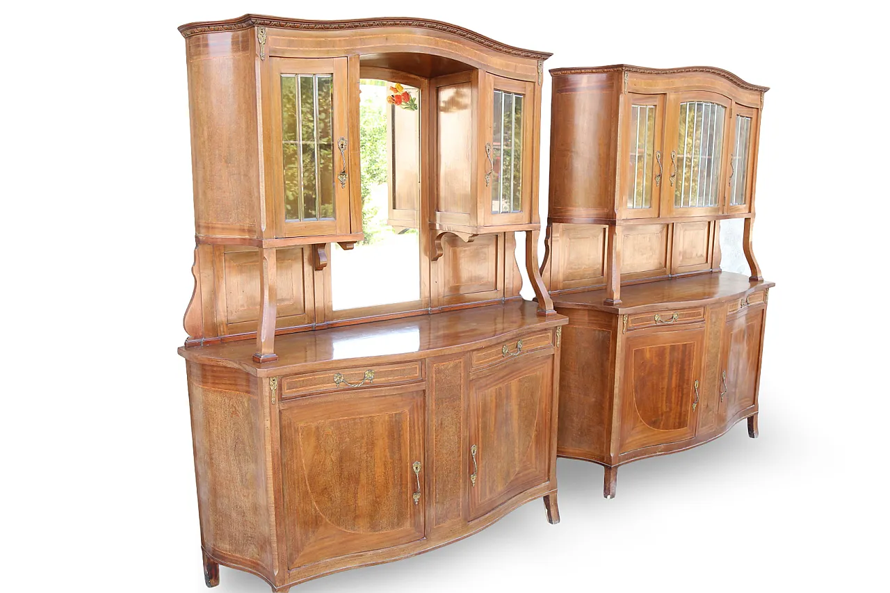 Pair of liberty display cabinets feather mahogany, 20th century 23