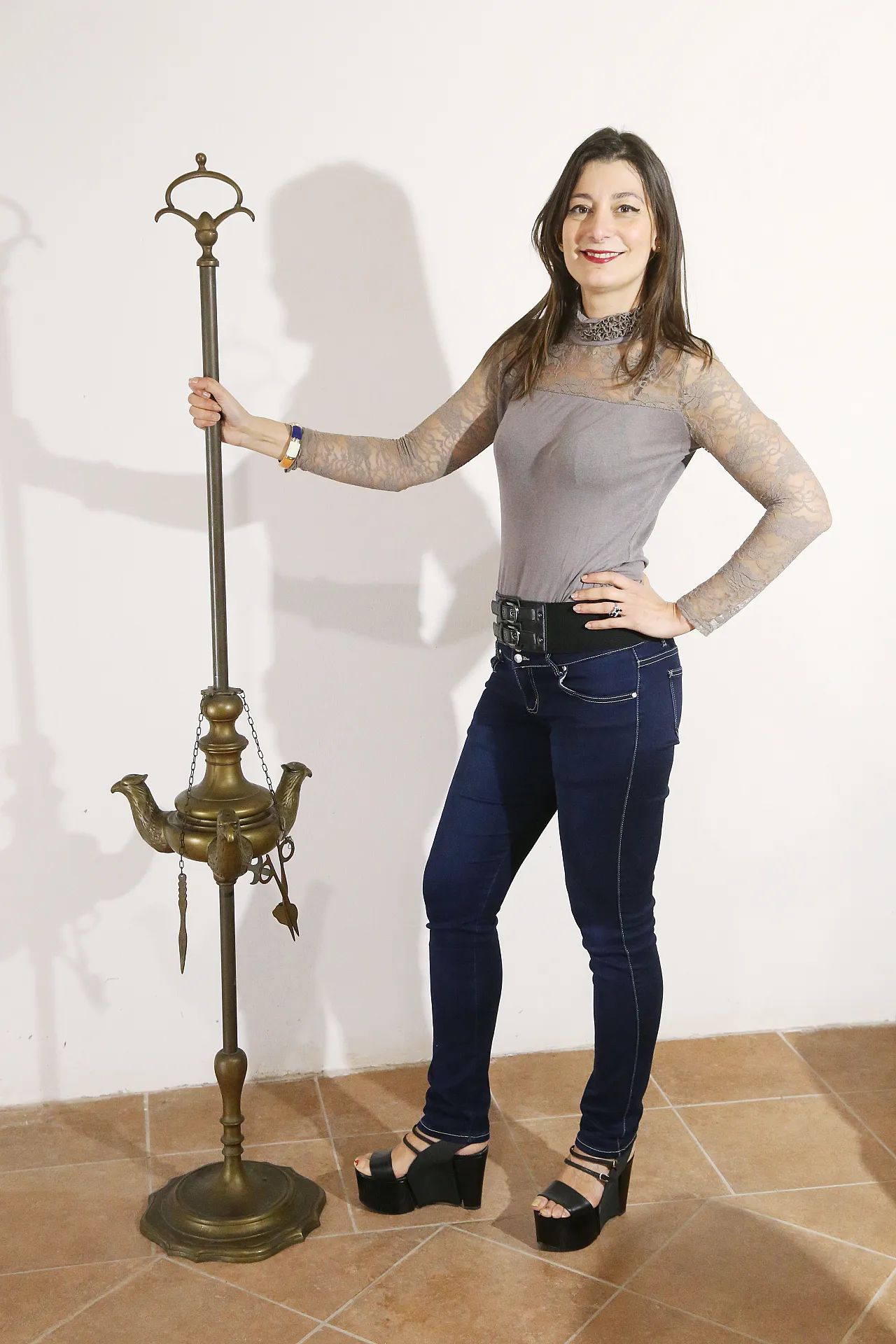 Bronze oil lamp lamp, Florentine, early 19th century 5