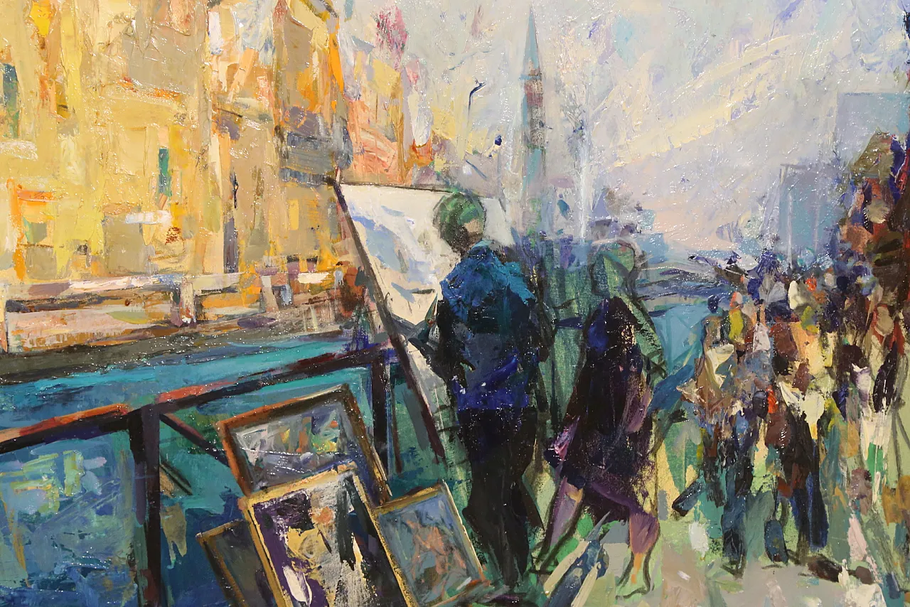 Navigli Milan by Giuseppe Vismara, oil canvas 1990s 3