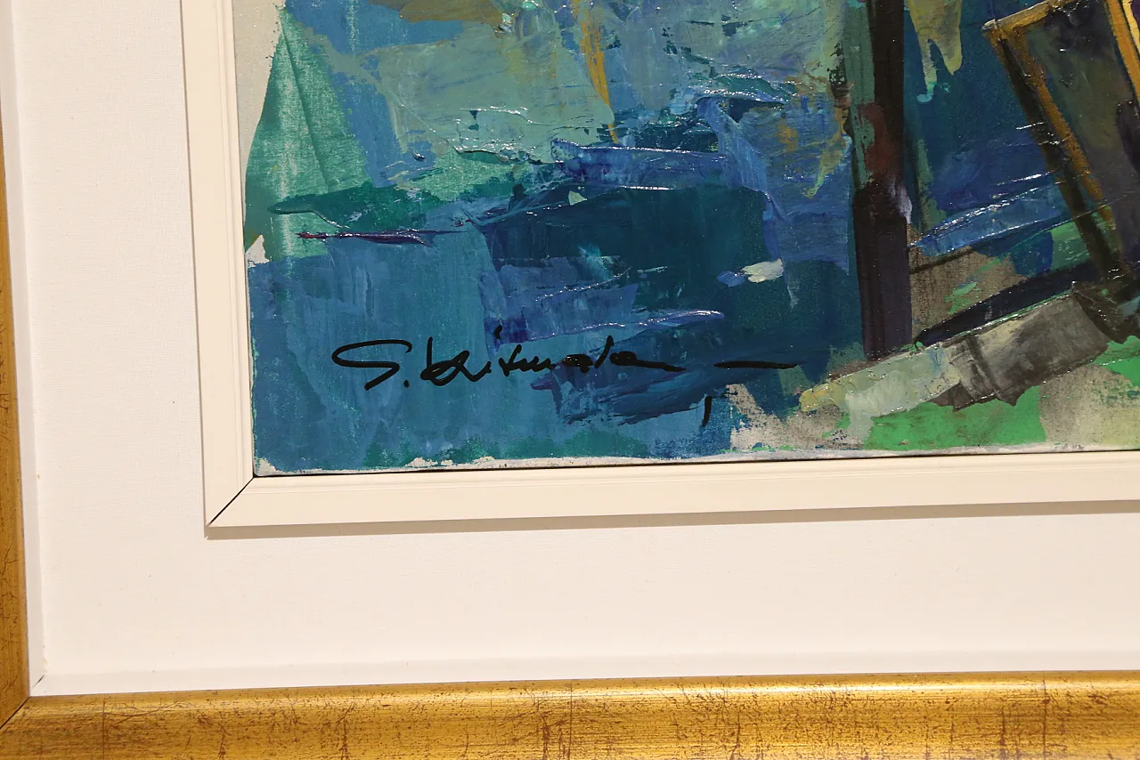 Navigli Milan by Giuseppe Vismara, oil canvas 1990s 4