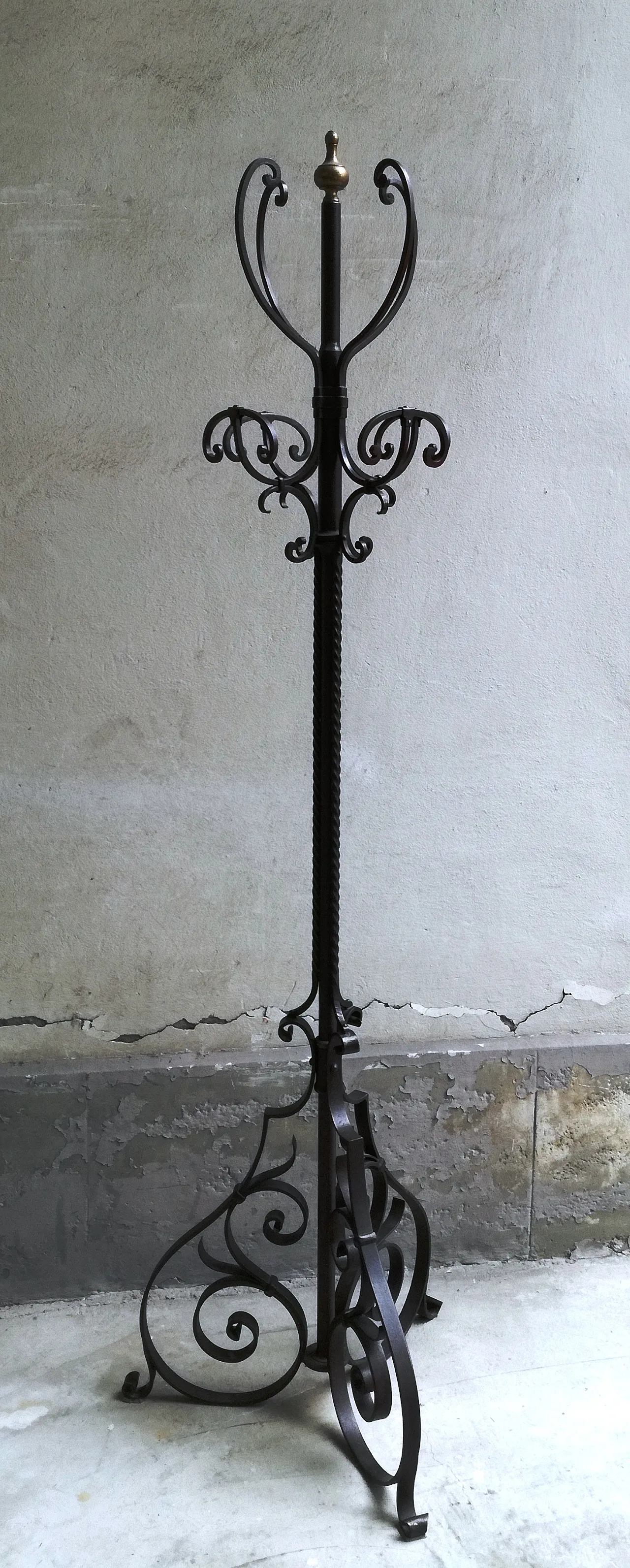 Wrought iron coat rack, mid-20th century 1