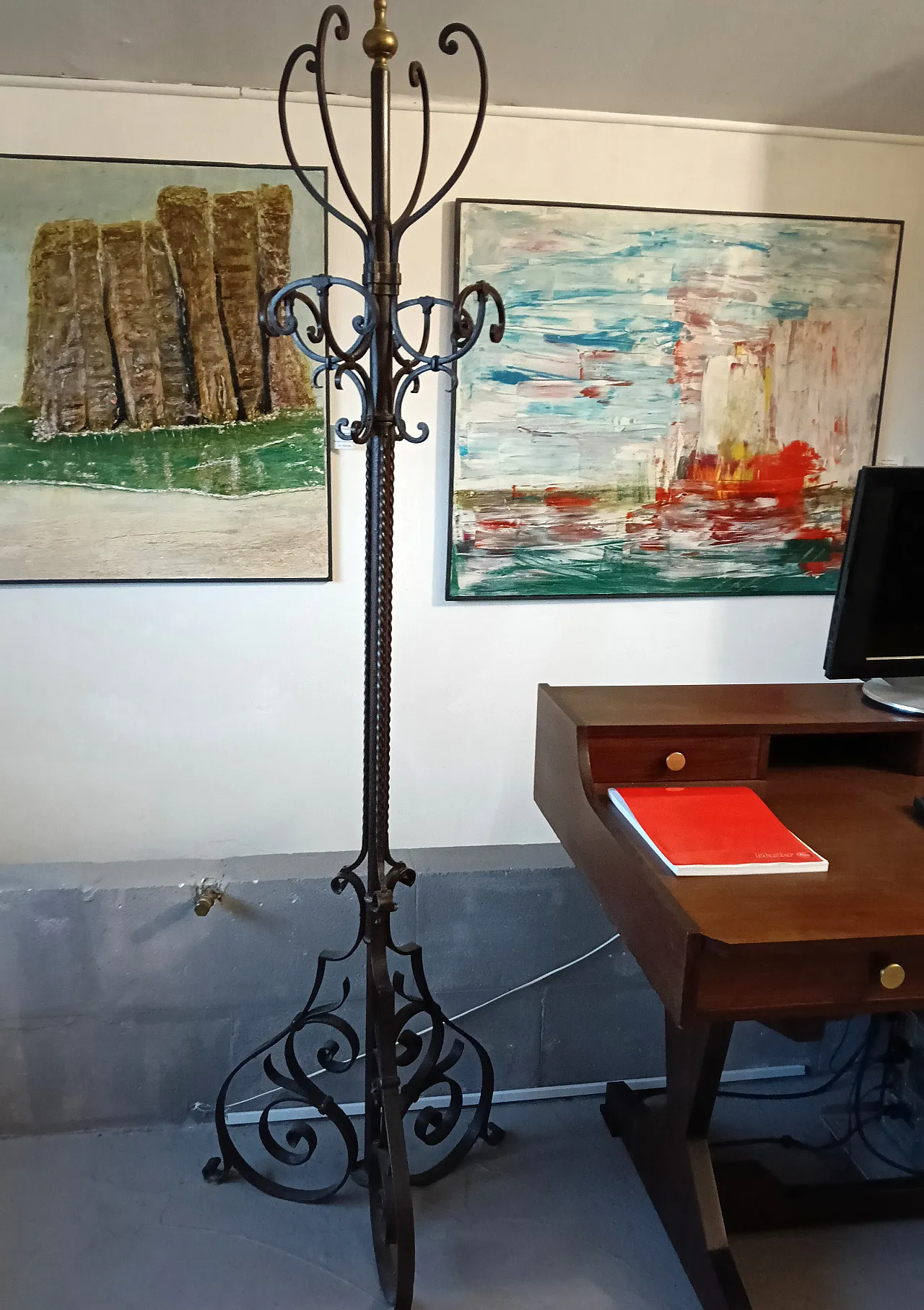 Wrought iron coat rack, mid-20th century 13