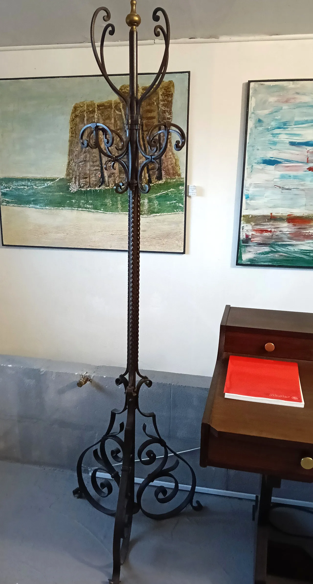 Wrought iron coat rack, mid-20th century 14