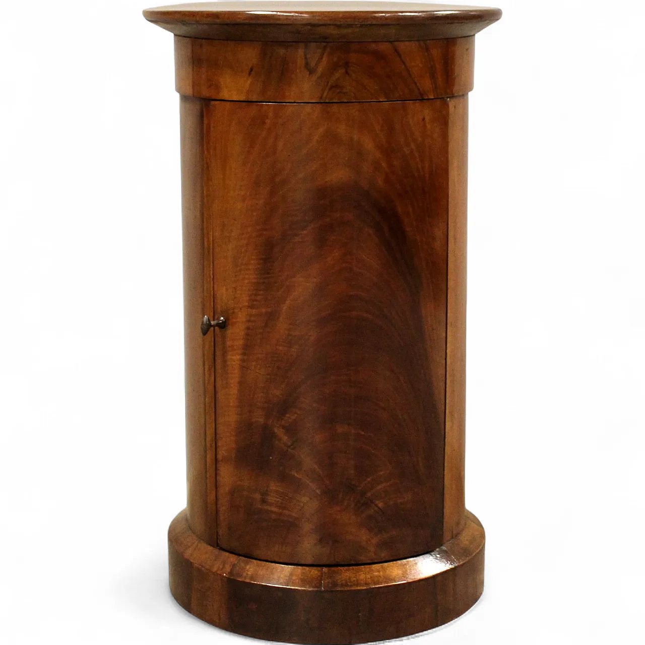 Empire column cylinder bedside table walnut, 19th century 10