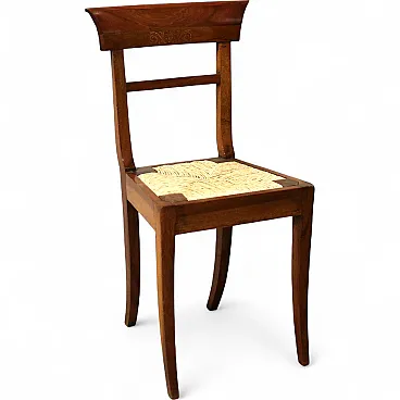 Italian inlaid walnut chair, 19th century