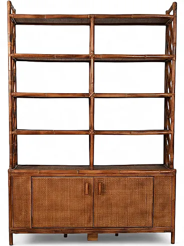 Libreria in bambù e rattan, anni ’60