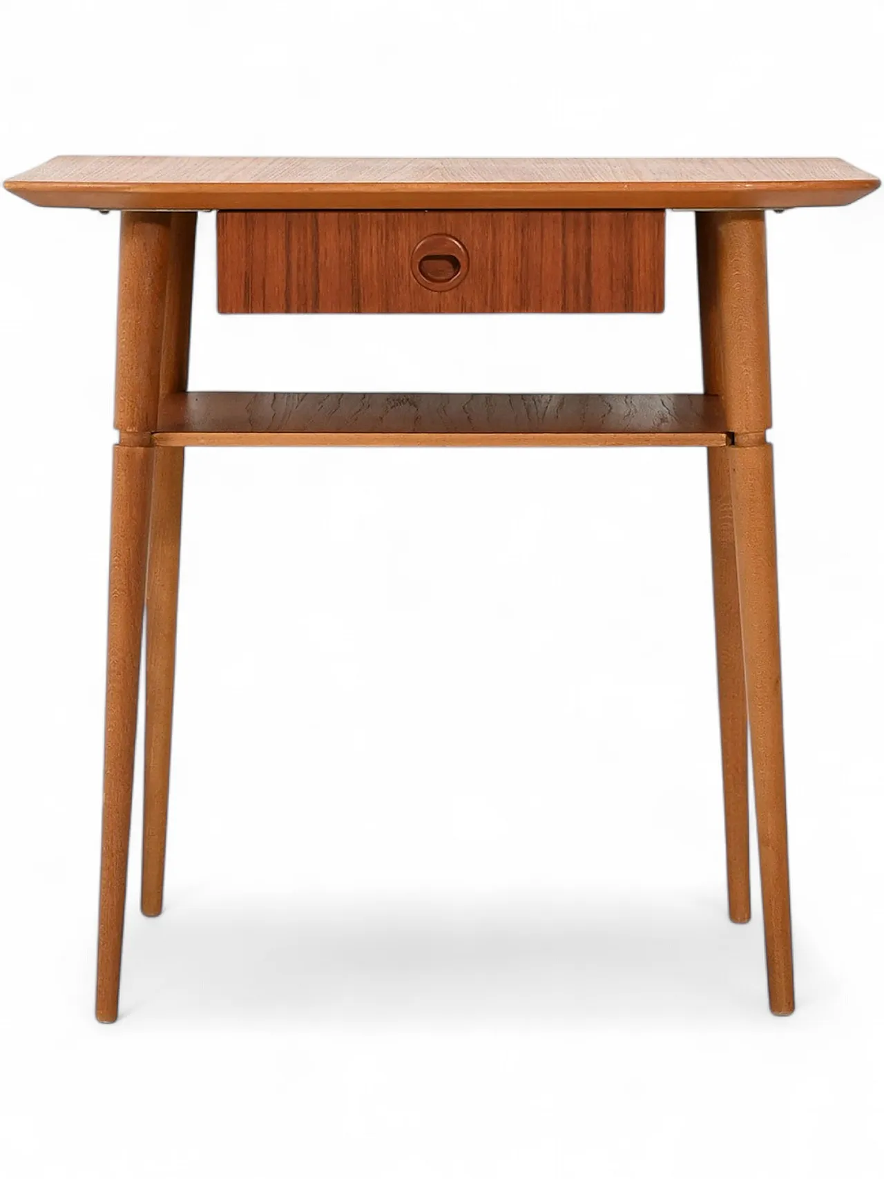 Comodino scandinavo in teak dalla silouhette allungata 10