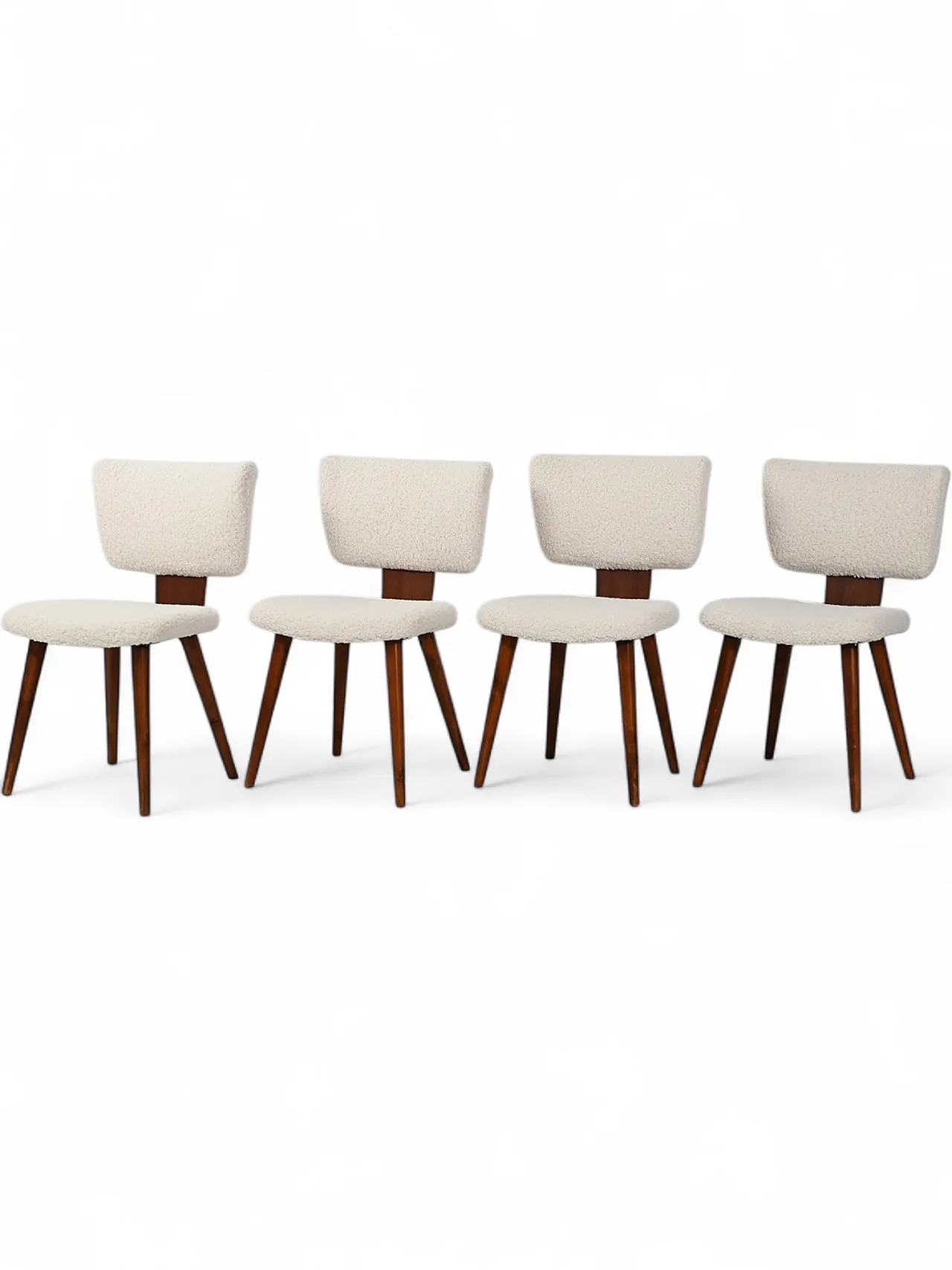 4 sedie scandinave in lana bouclé, anni '70 10