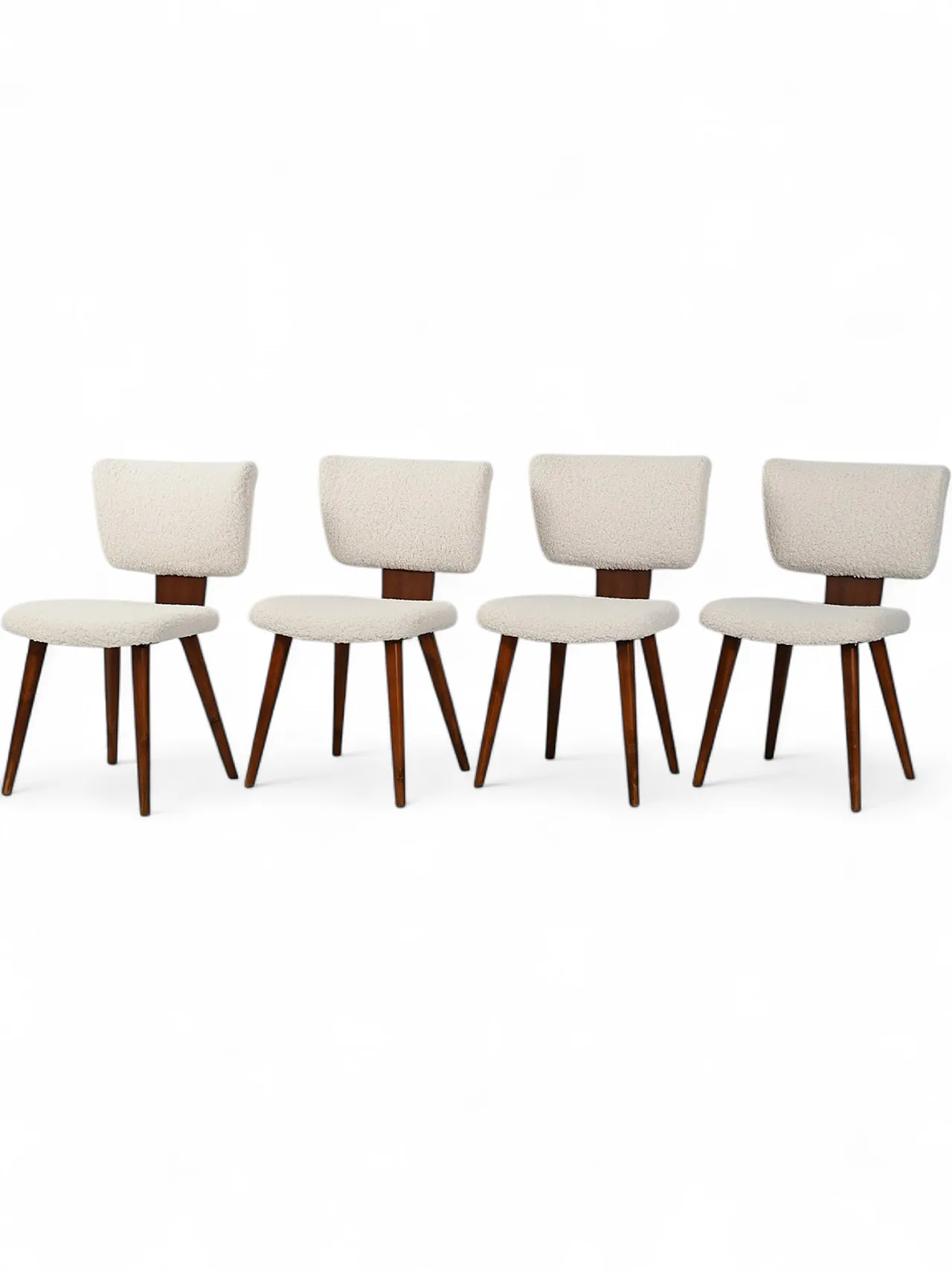 4 sedie scandinave in lana bouclé, anni '70 11