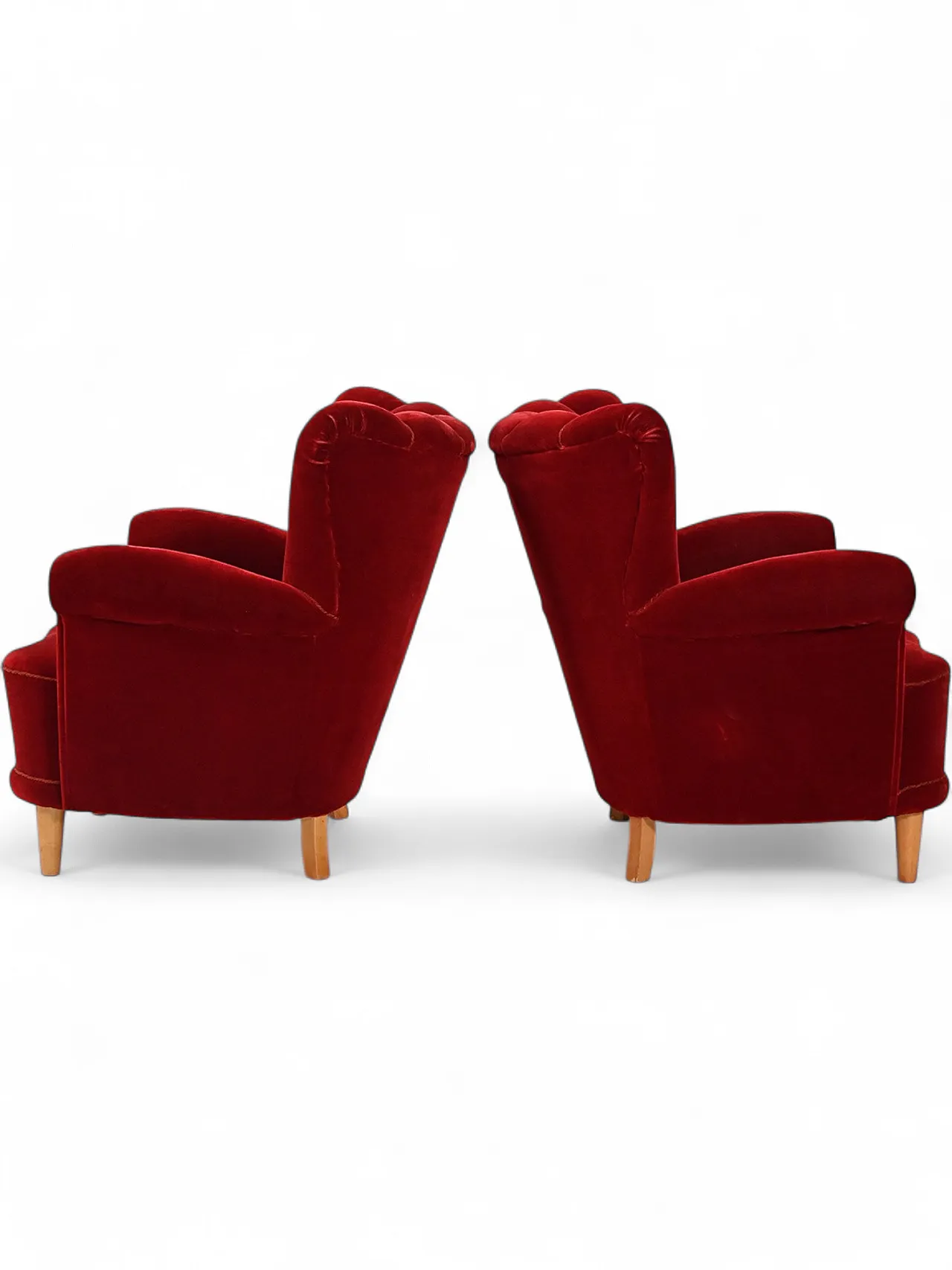 Coppia di poltrone svedesi a conchiglia, anni '40 12