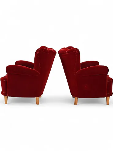 Coppia di poltrone svedesi a conchiglia, anni '40