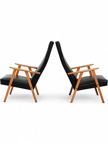 Coppia di poltrone scandinave  con schienale alto, anni '60