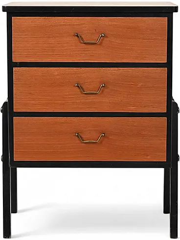 Piccola cassettiera scandinava laccata nera anni 50