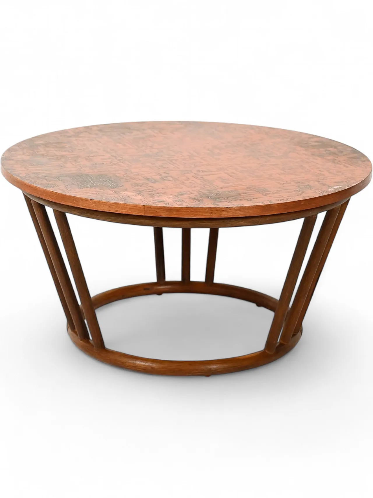 Coffee table rotondo in bambù e rame 10