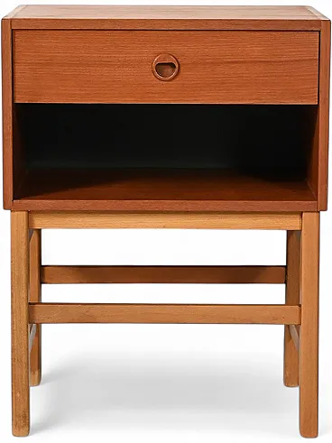 Comodino scandinavo cubico in teak anni Sessanta