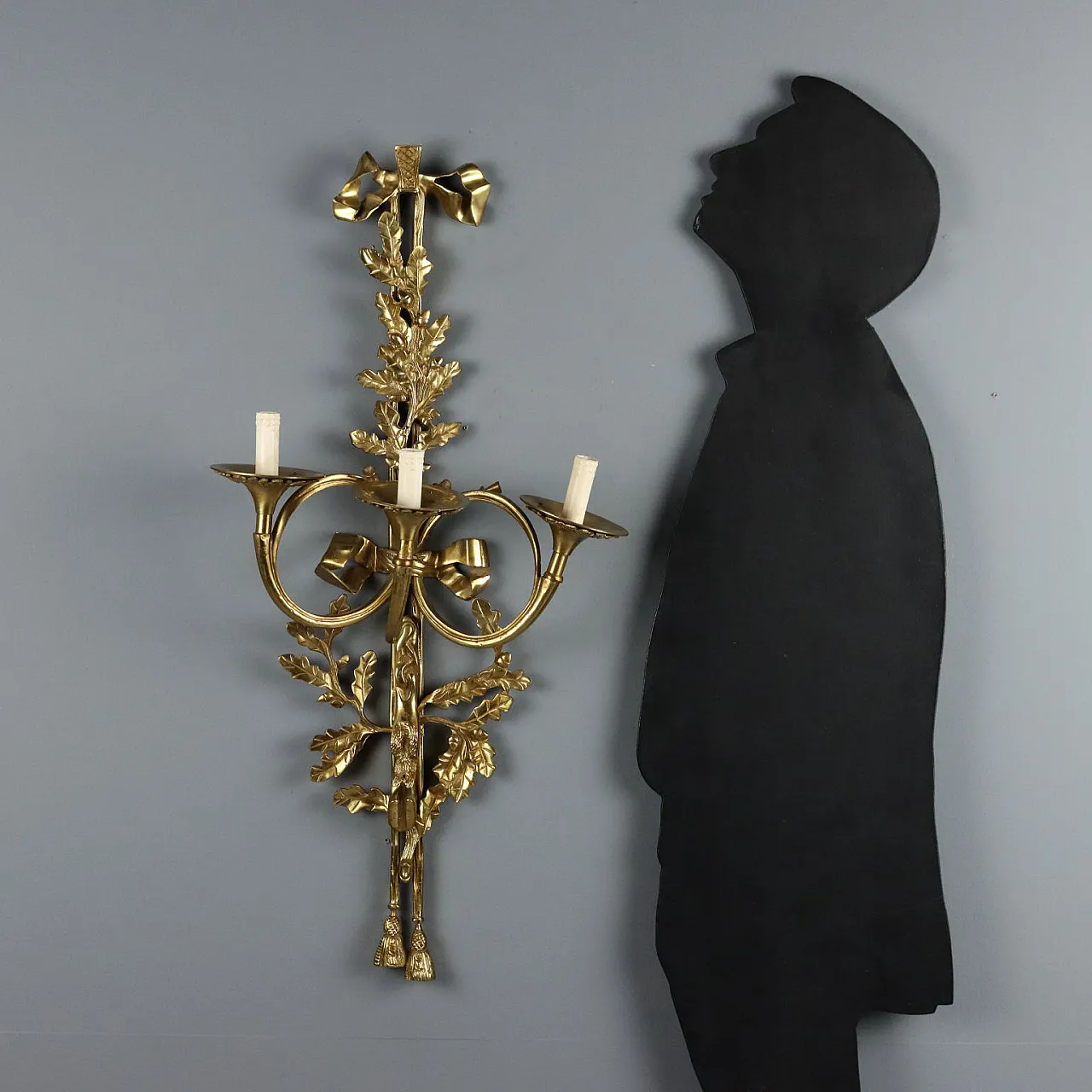 Lampada da parete in bronzo dorato, '800 2