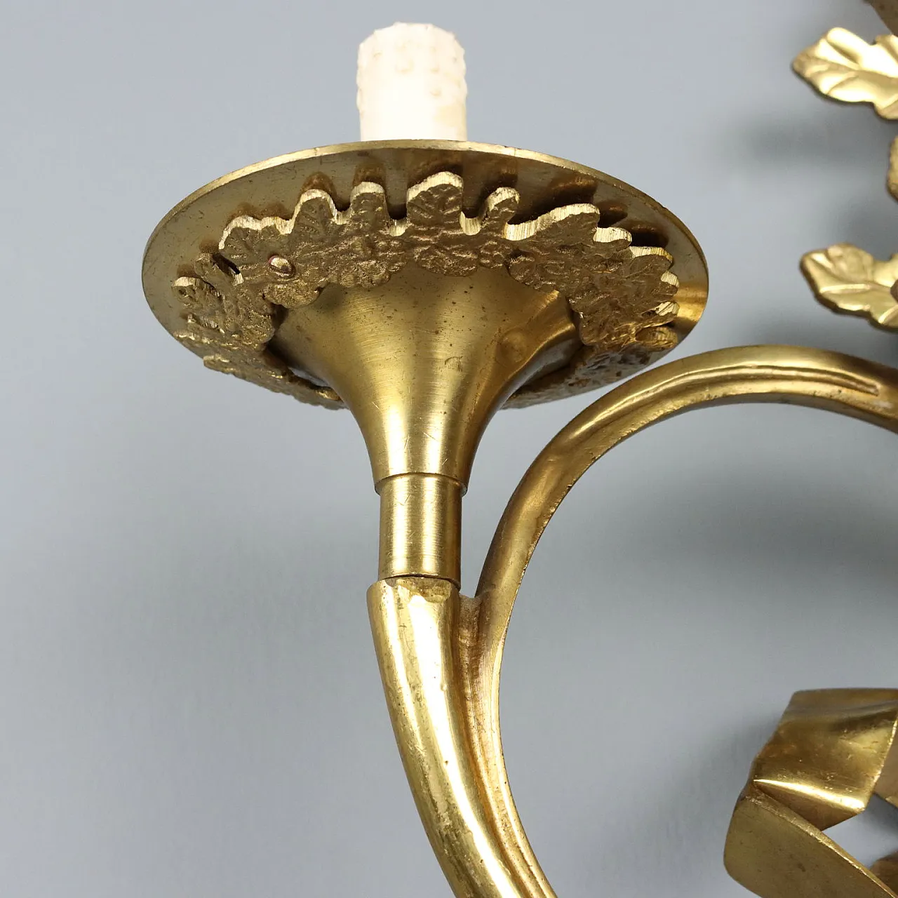 Lampada da parete in bronzo dorato, '800 4