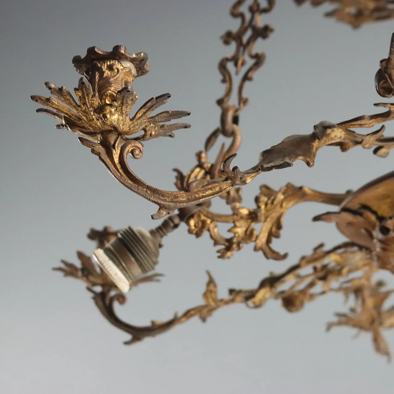 Lampadario in bronzo dorato, fine '800 3