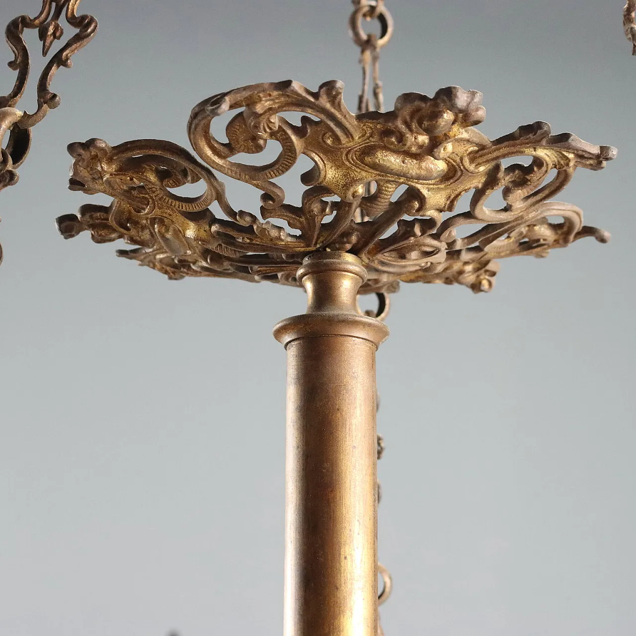 Lampadario in bronzo dorato, fine '800 4