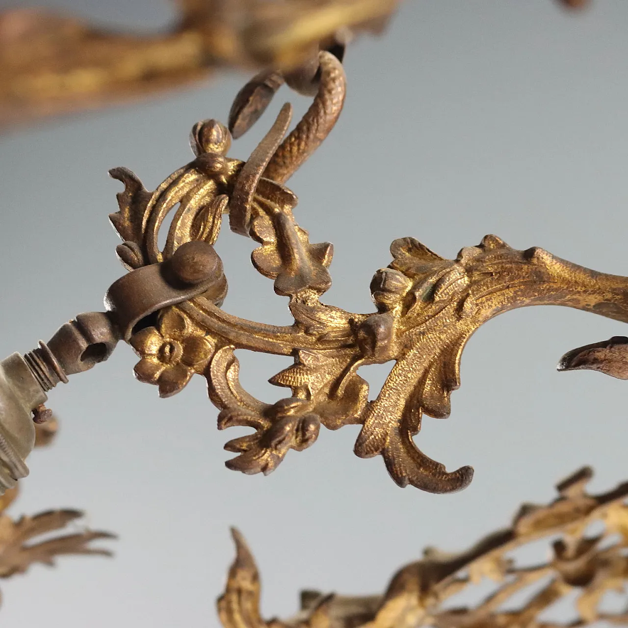 Lampadario in bronzo dorato, fine '800 5