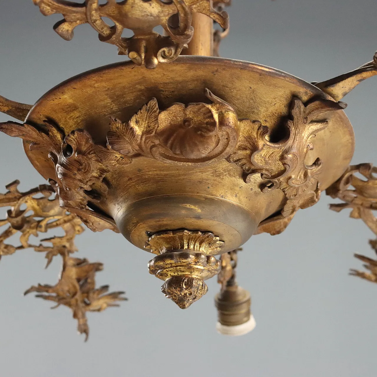 Lampadario in bronzo dorato, fine '800 7