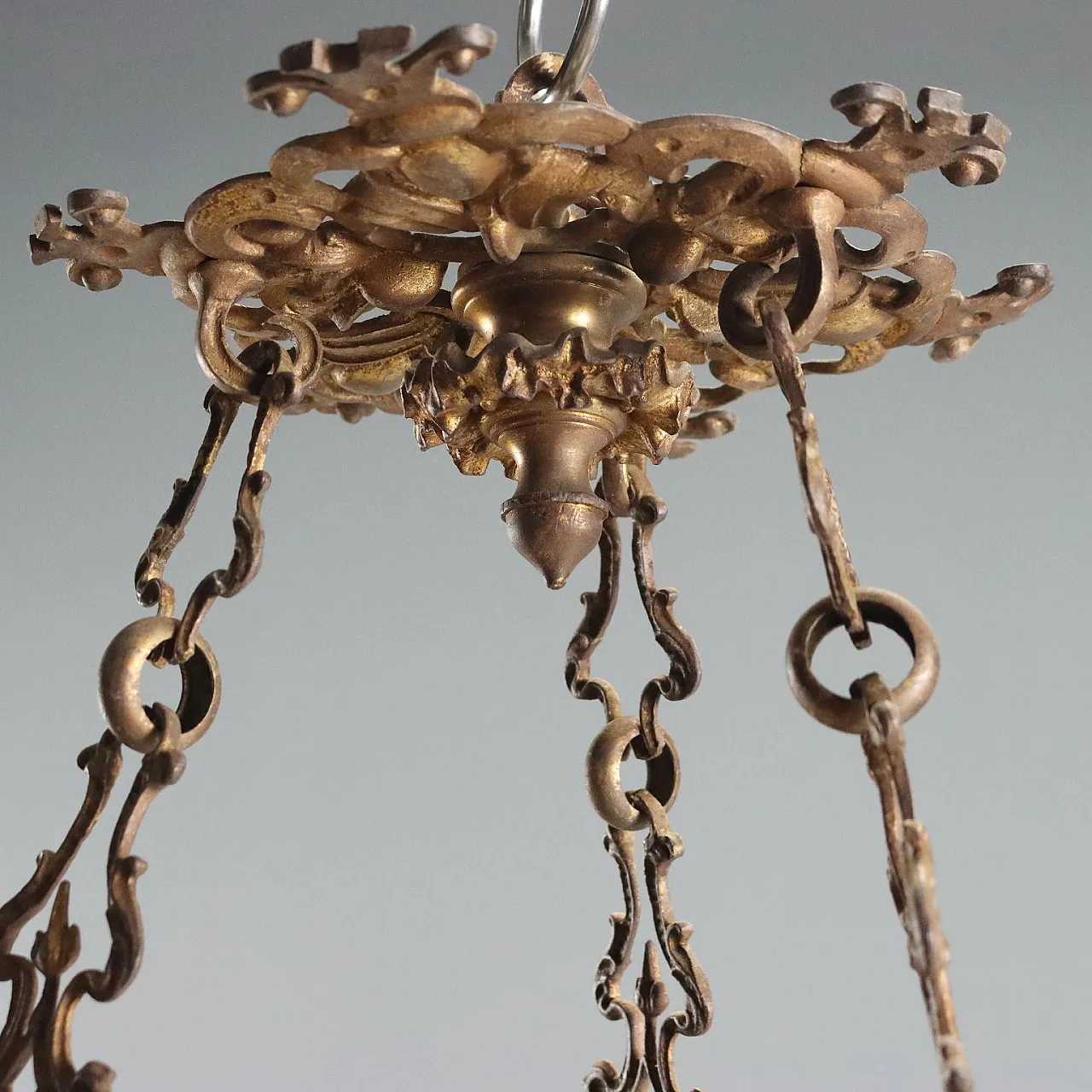 Lampadario in bronzo dorato, fine '800 8