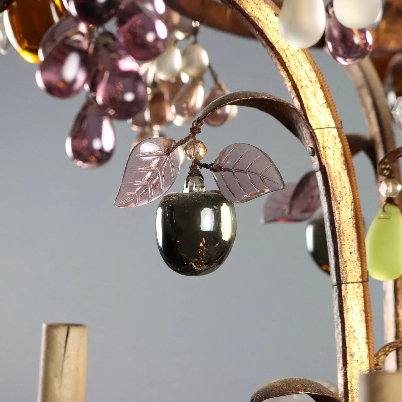 Lampadario in stile Maria Teresa in ferro e vetro, primo '900 5