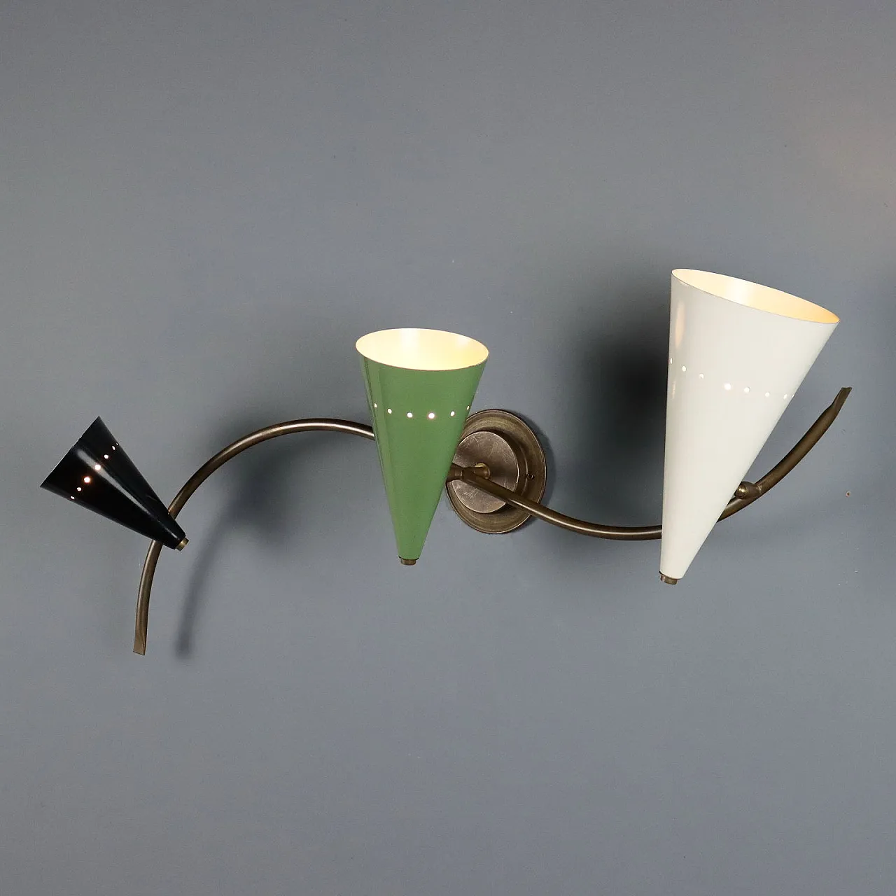 Lampada da parete o soffitto in metallo e alluminio laccato, '900 1