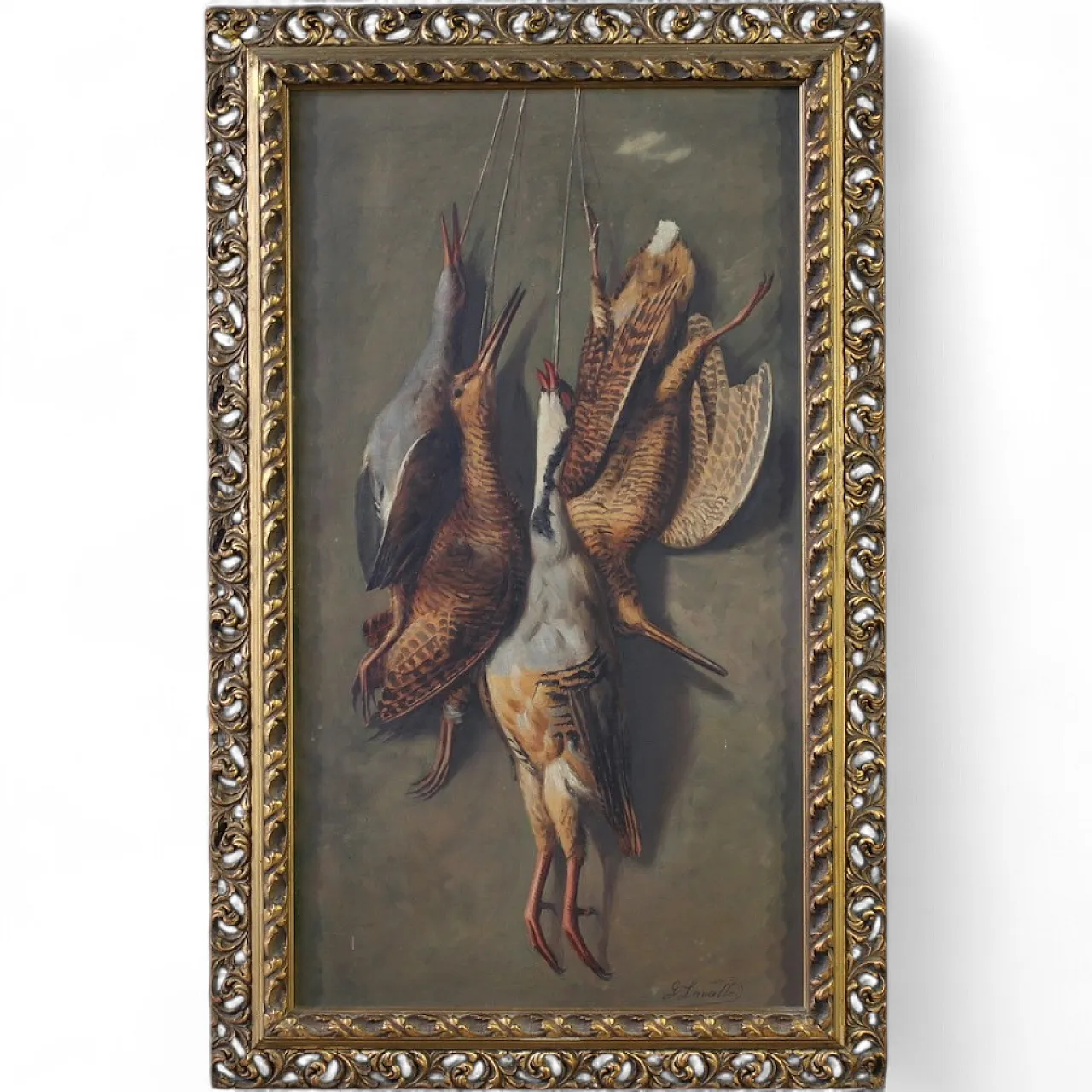 Dipinto italiano natura morta con cacciagione, '900 16