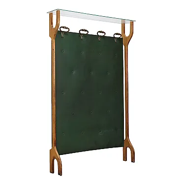 Appendiabiti in ottone, similpelle e vetro, anni '50