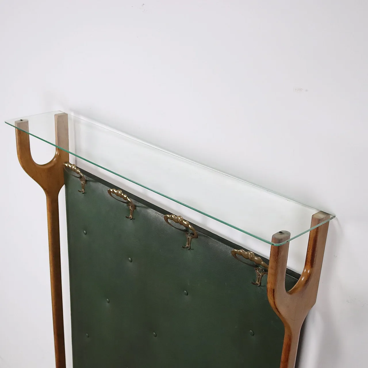 Appendiabiti in ottone, similpelle e vetro, anni '50 6