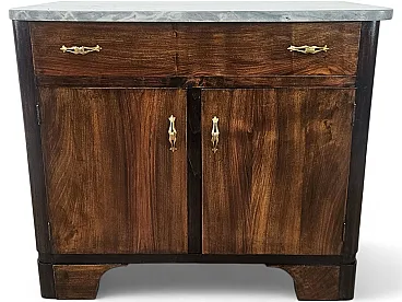Art Deco sideboard in mahogany feather with marble top, 40s