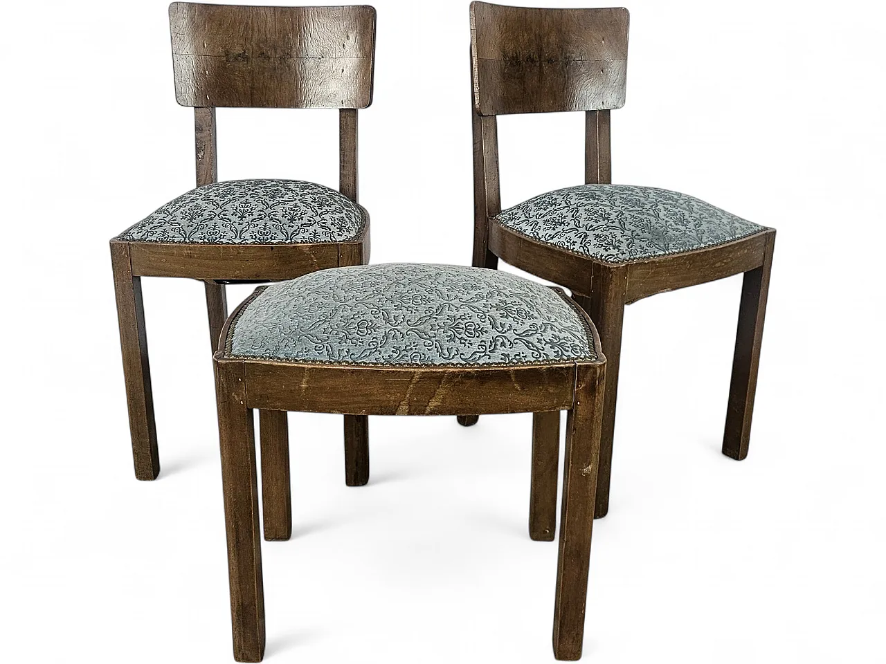 Art Deco pair of chairs with stool, 40s 15