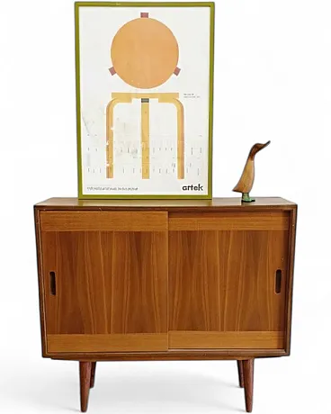 Credenza in teak con ante scorrevoli, Danimarca, anni '50