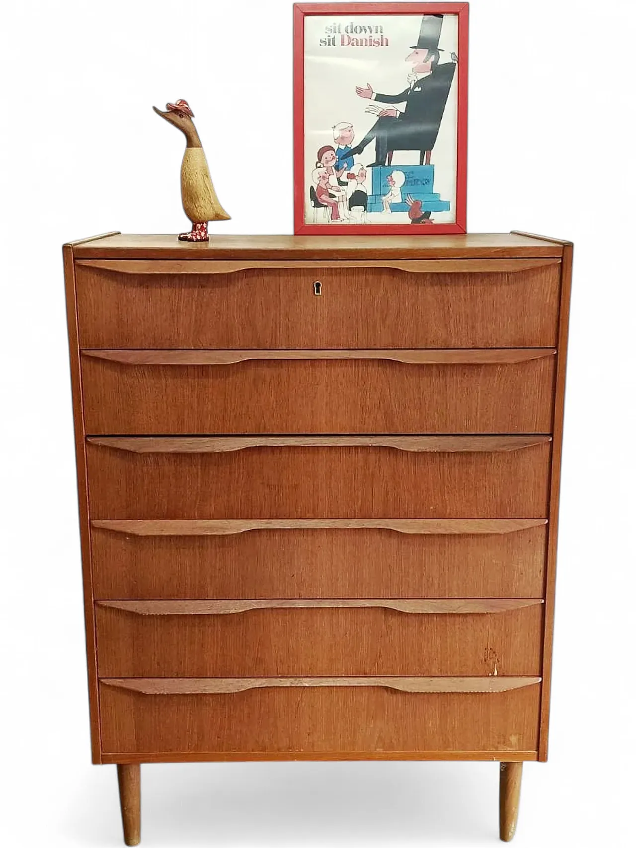 Teak chest of drawers 108cm, Denmark, 1950s 8