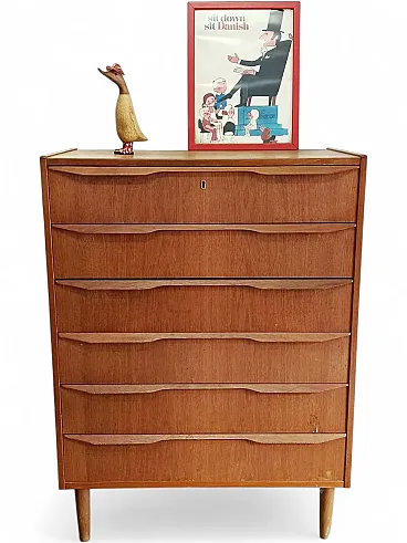 Cassettiera in teak 108cm, Danimarca, anni '50