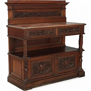 Credenza in noce in stile neorinascimentale, fine '800