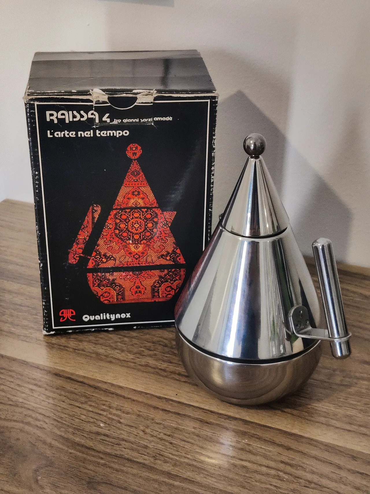 Moka Raissa in steel by Gianni Sarzi Amadè for Qualitynox 1990s 5