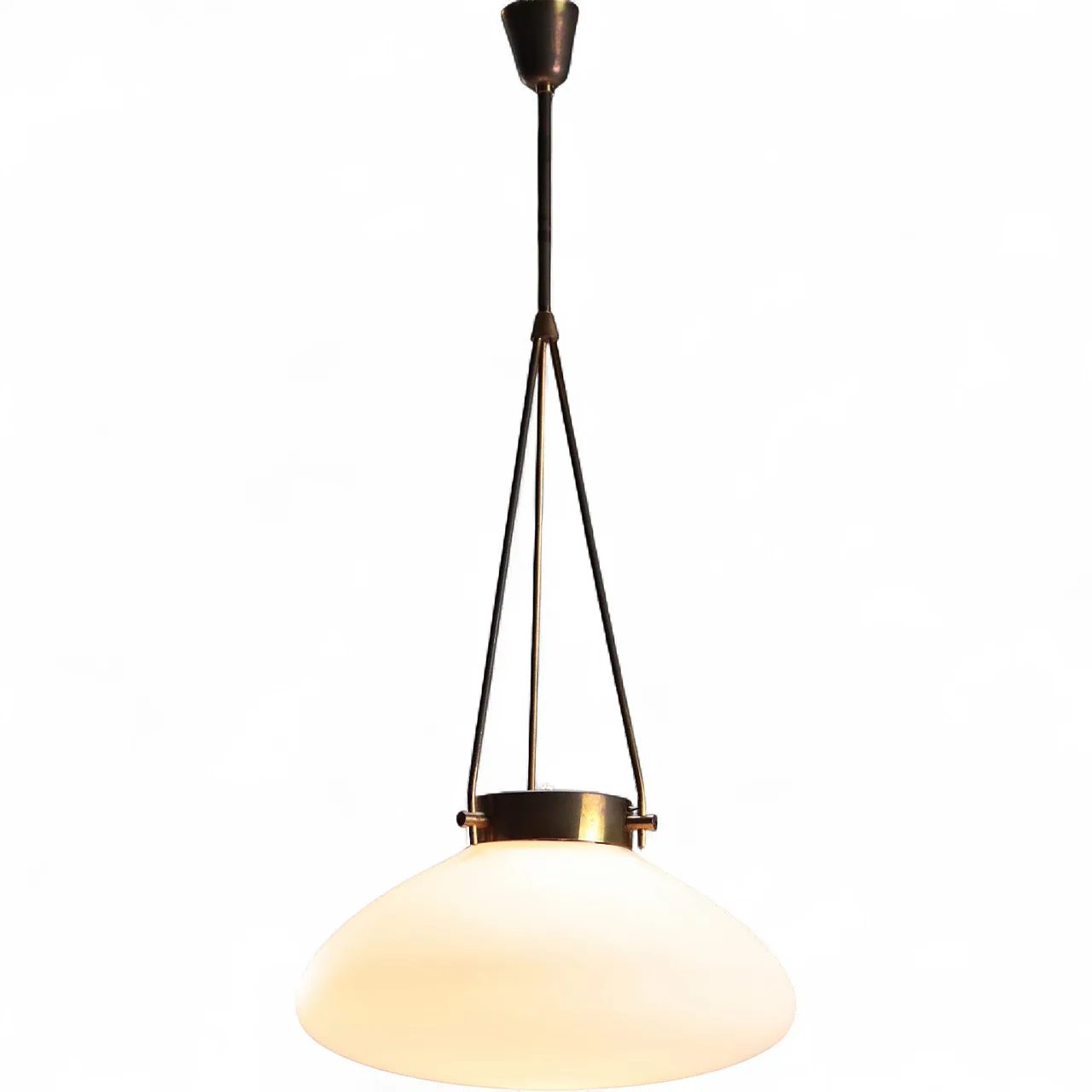 Lampada con struttura in ottone e diffusore in vetro opalino, '900 8